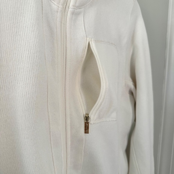 Calvin Klein White Ribbed Zip-Up Jacket - Picture 5 of 10